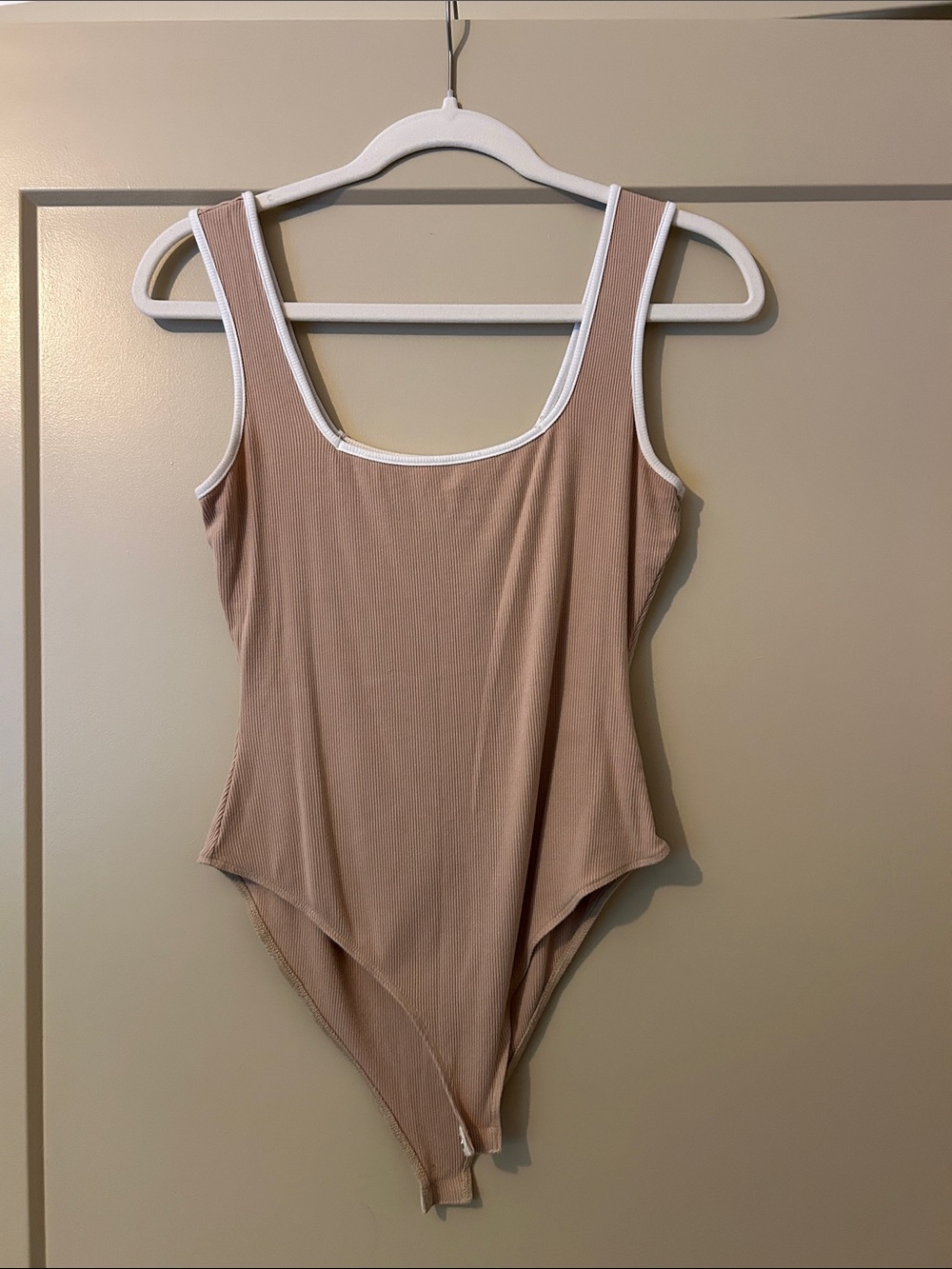 Heatherly ribbed square neck tank bodysuit